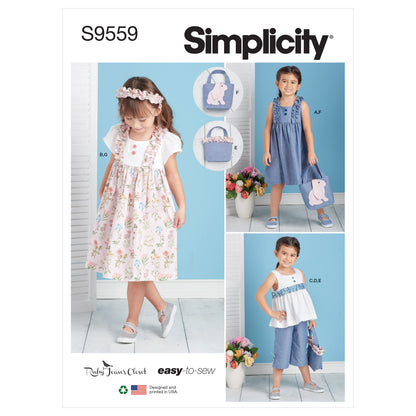 Simplicity S9559 pattern envelope showing children's casual wear with ruffles