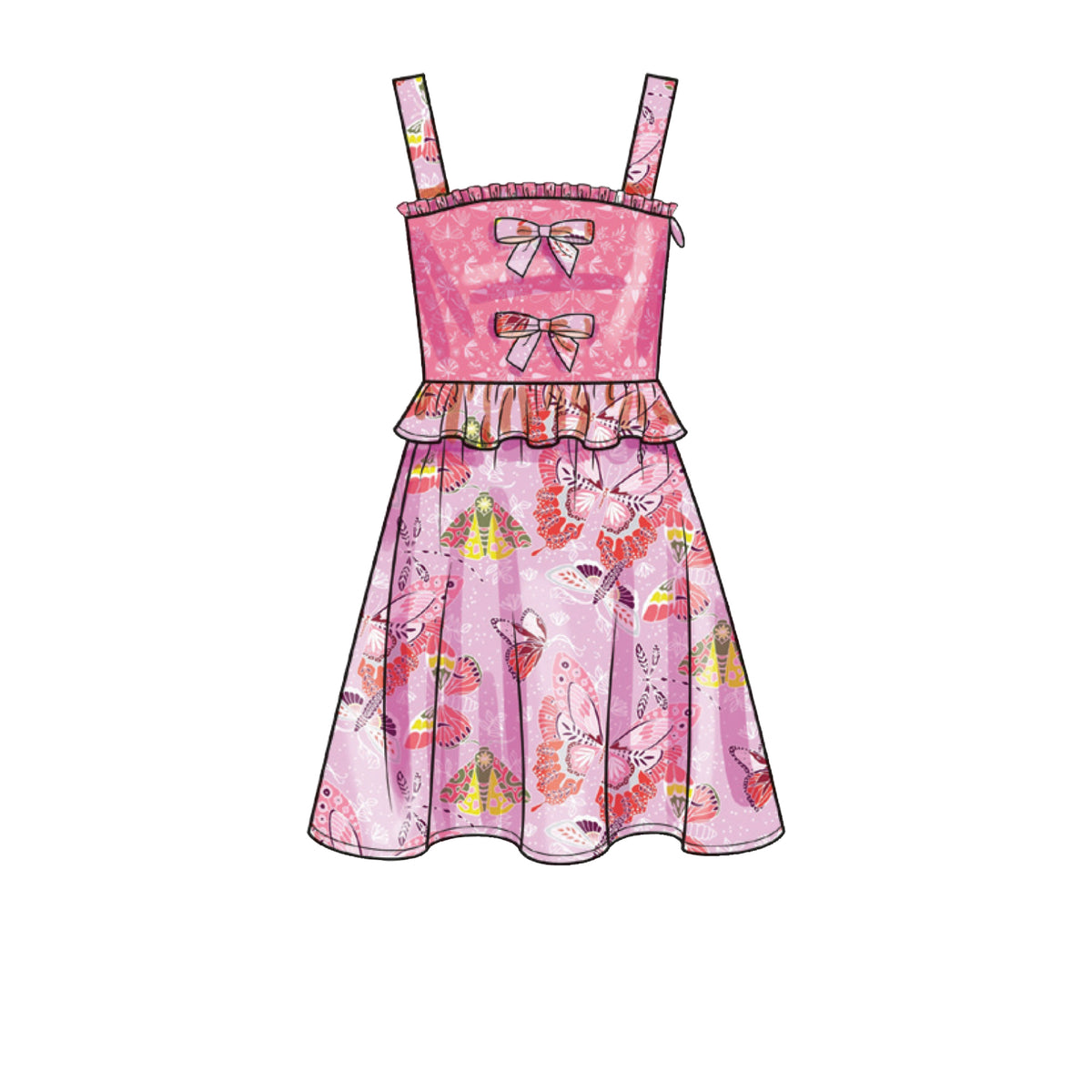 Simplicity S9560 pattern envelope showing girls' tops with ruffle peplums