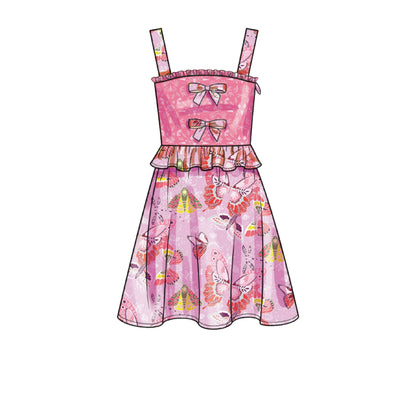 Simplicity S9560 pattern envelope showing girls' tops with ruffle peplums