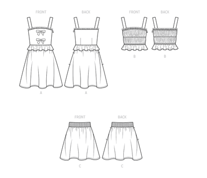 Simplicity S9560 pattern envelope showing girls' tops with ruffle peplums
