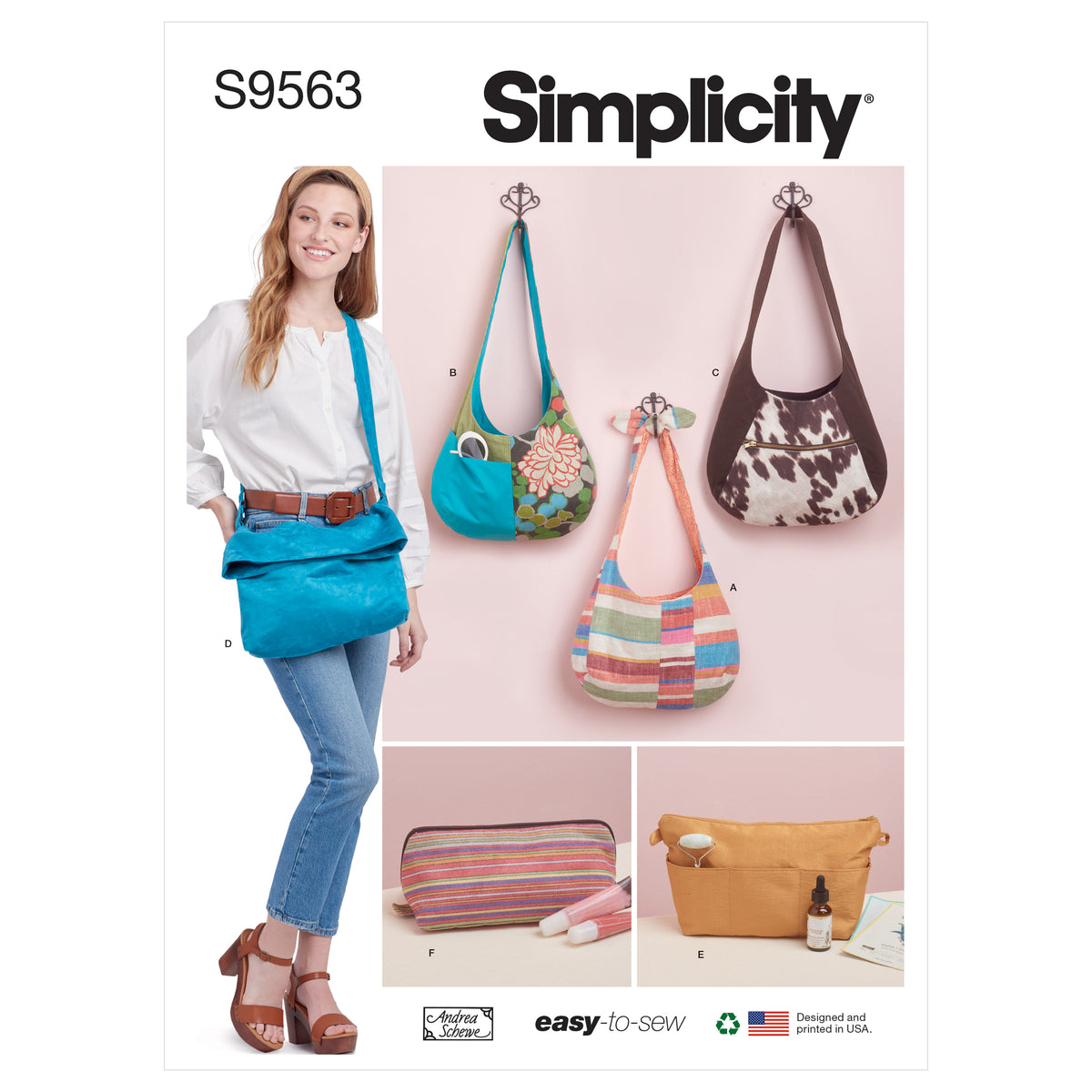 Simplicity S9563 sewing pattern envelope showing bags and accessories