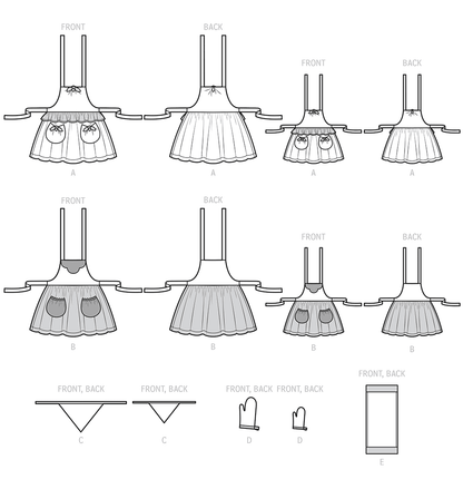 Simplicity S9565 sewing pattern envelope showing aprons