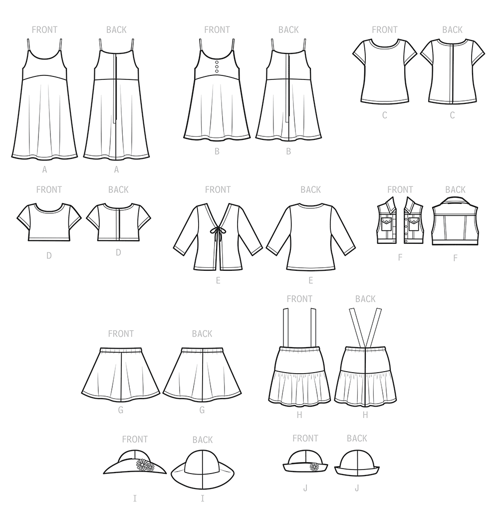 Simplicity S9566 sewing pattern envelope showing doll clothes