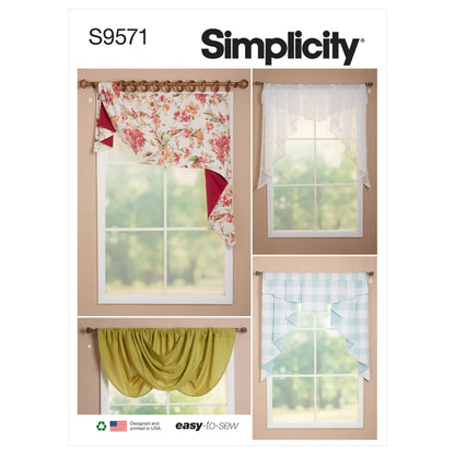 Simplicity S9571 sewing pattern envelope showing curtains and valances