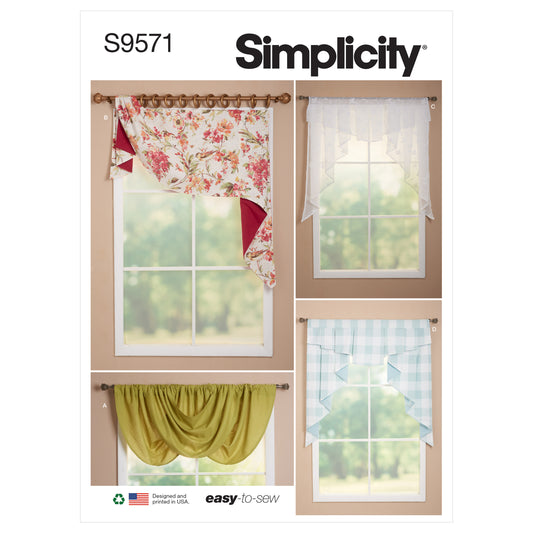 Simplicity S9571 sewing pattern envelope showing curtains and valances