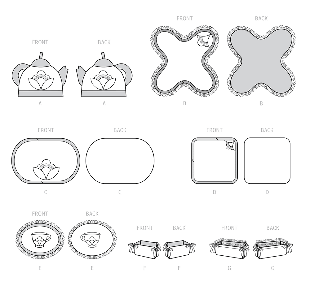 Simplicity S9573 sewing pattern envelope showing table linens