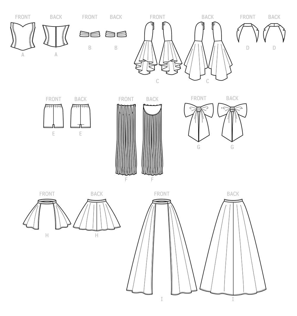 Simplicity S9576 sewing pattern envelope showing costumes