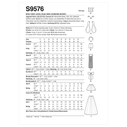 Simplicity S9576 sewing pattern envelope showing costumes