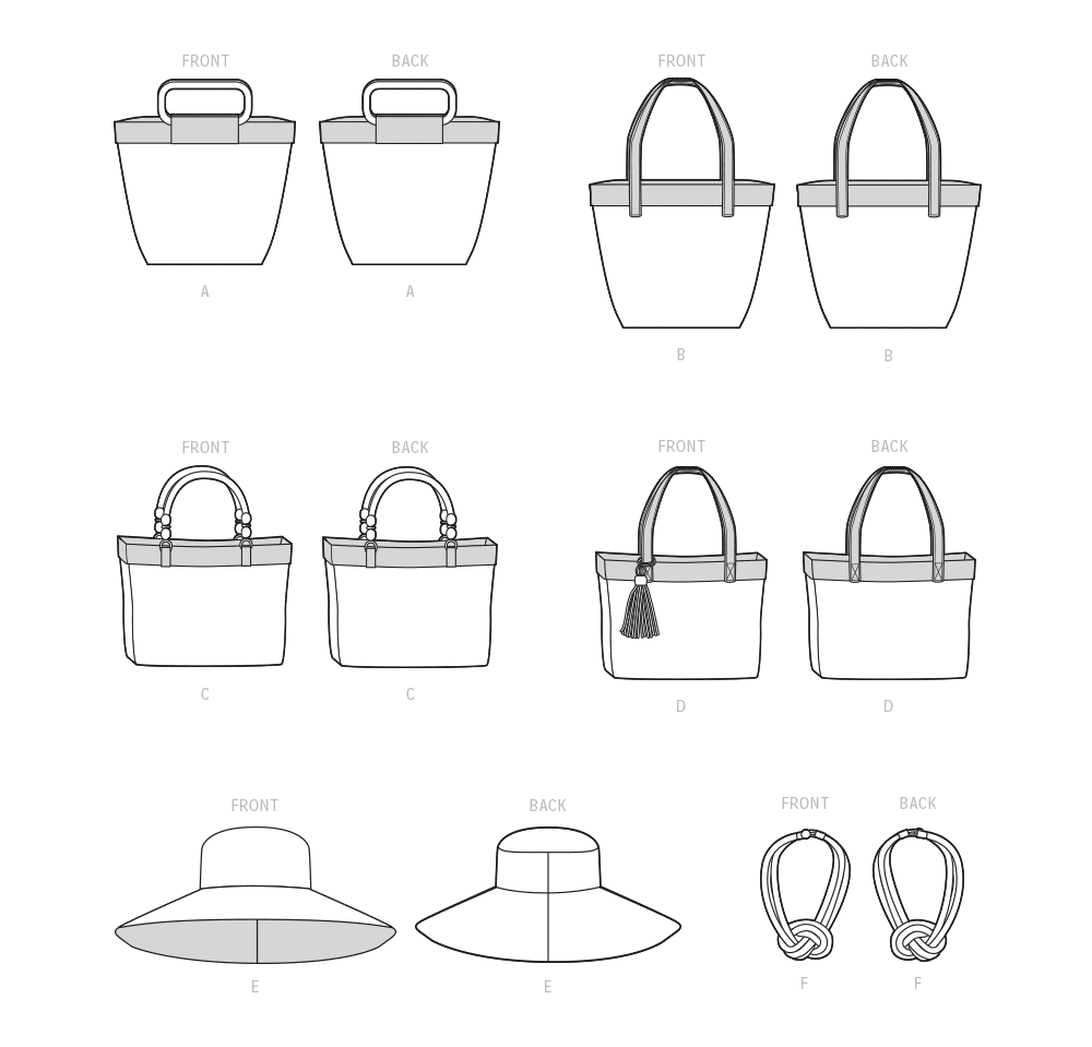 Simplicity S9580 sewing pattern envelope showing bags