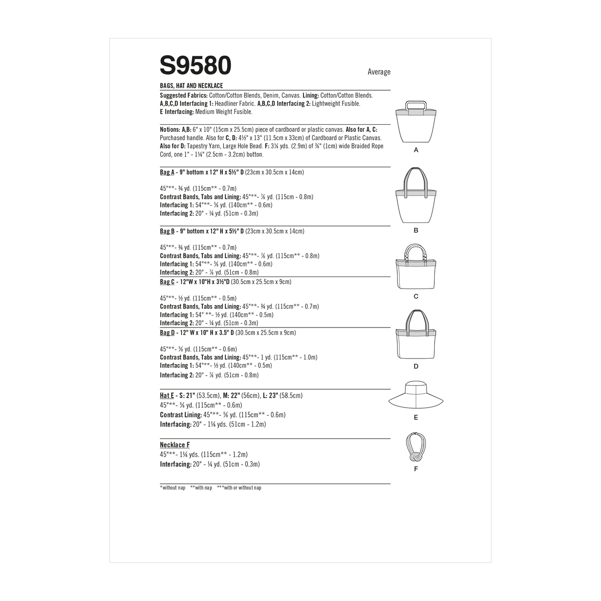 Simplicity S9580 sewing pattern envelope showing bags