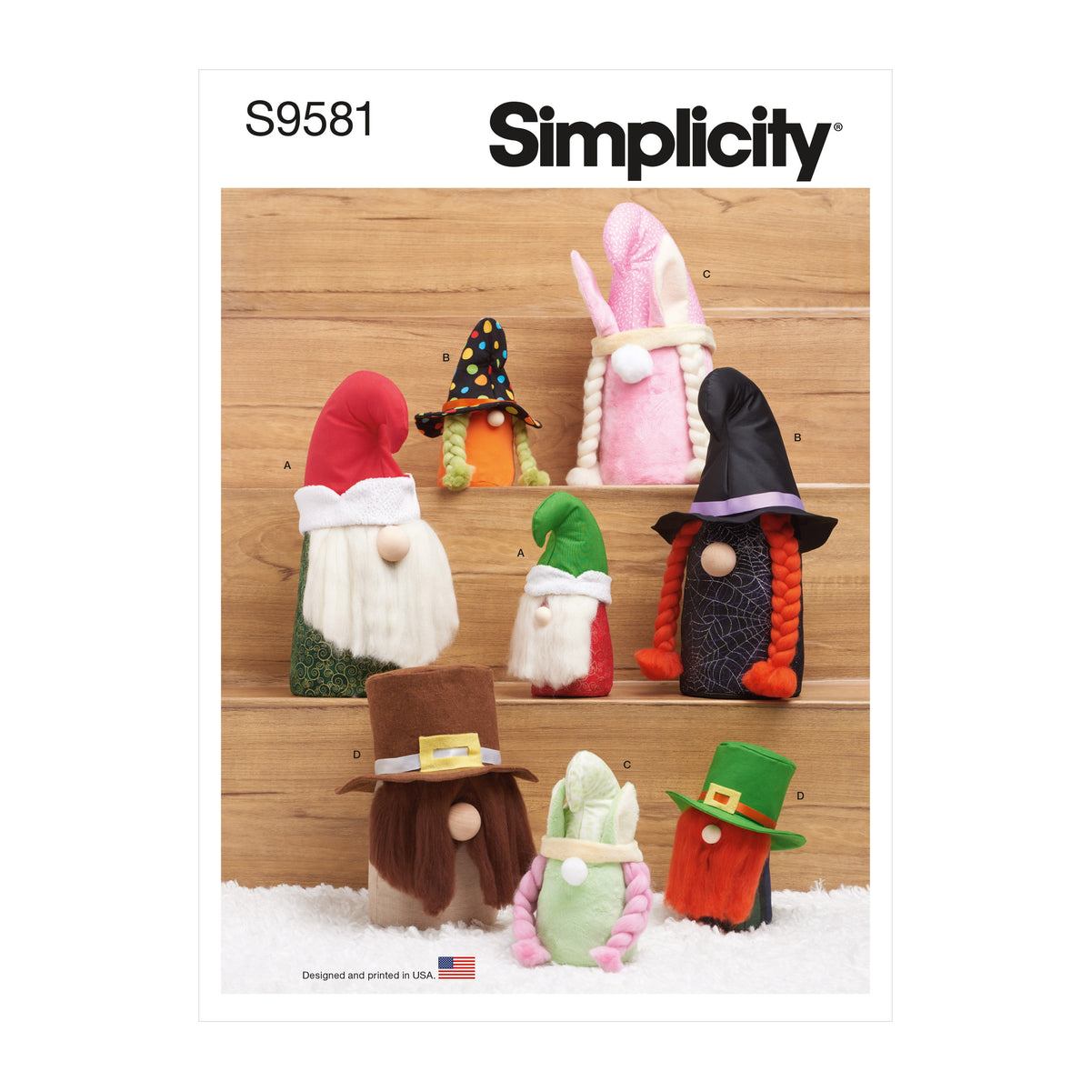 Simplicity S9581 sewing pattern envelope showing stuffed toys