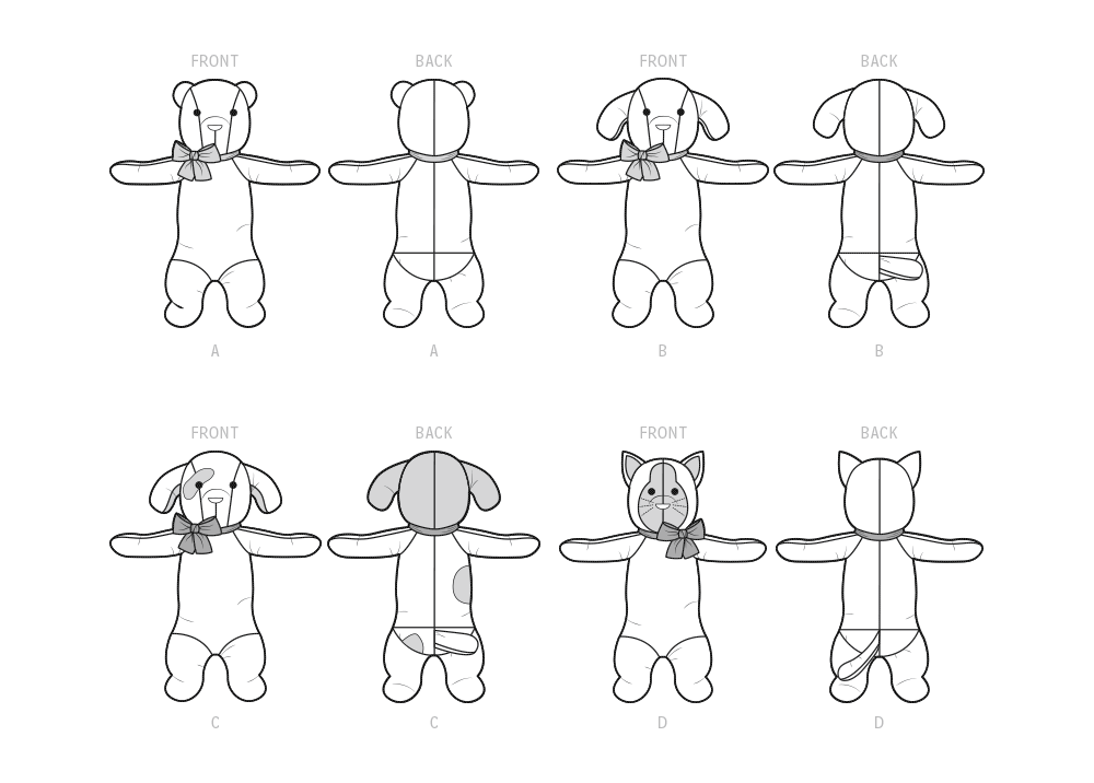 Simplicity S9583 sewing pattern envelope showing stuffed toys