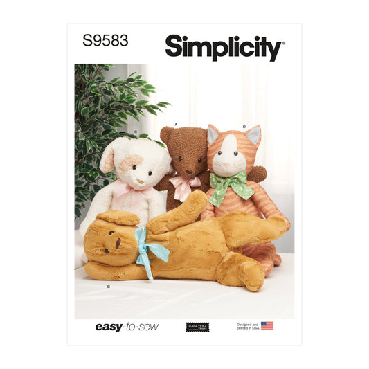 Simplicity S9583 sewing pattern envelope showing stuffed toys