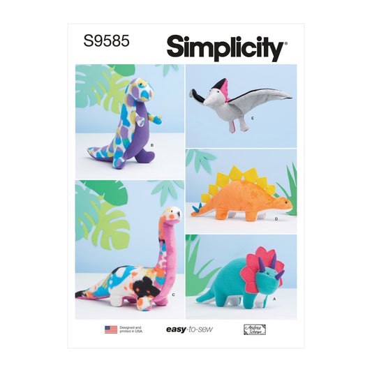 Simplicity S9585 sewing pattern envelope showing stuffed toys