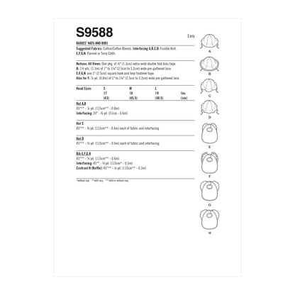 Simplicity S9588 sewing pattern envelope showing accessories