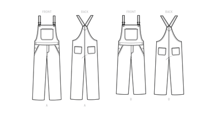 Simplicity S9590 sewing pattern envelope showing casual wear such as dungarees