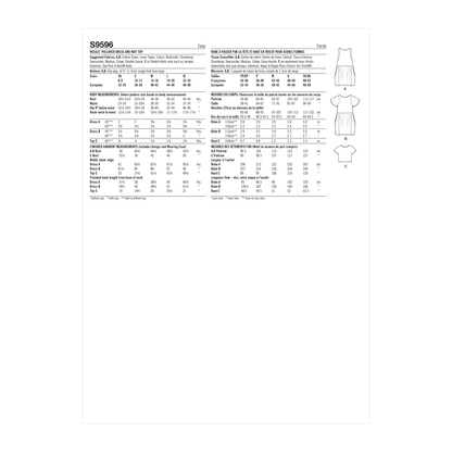 Simplicity S9596 sewing pattern envelope showing a dress