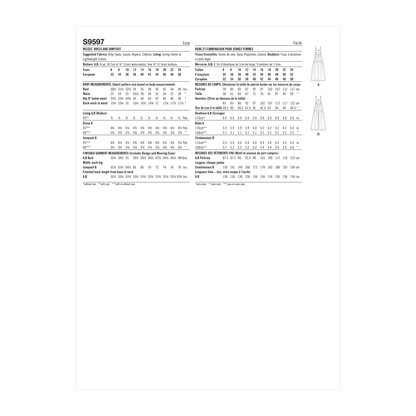 Simplicity S9597 sewing pattern envelope showing a dress