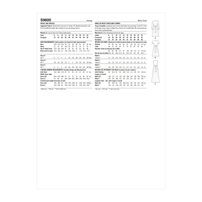 Simplicity S9600 sewing pattern envelope showing a dress