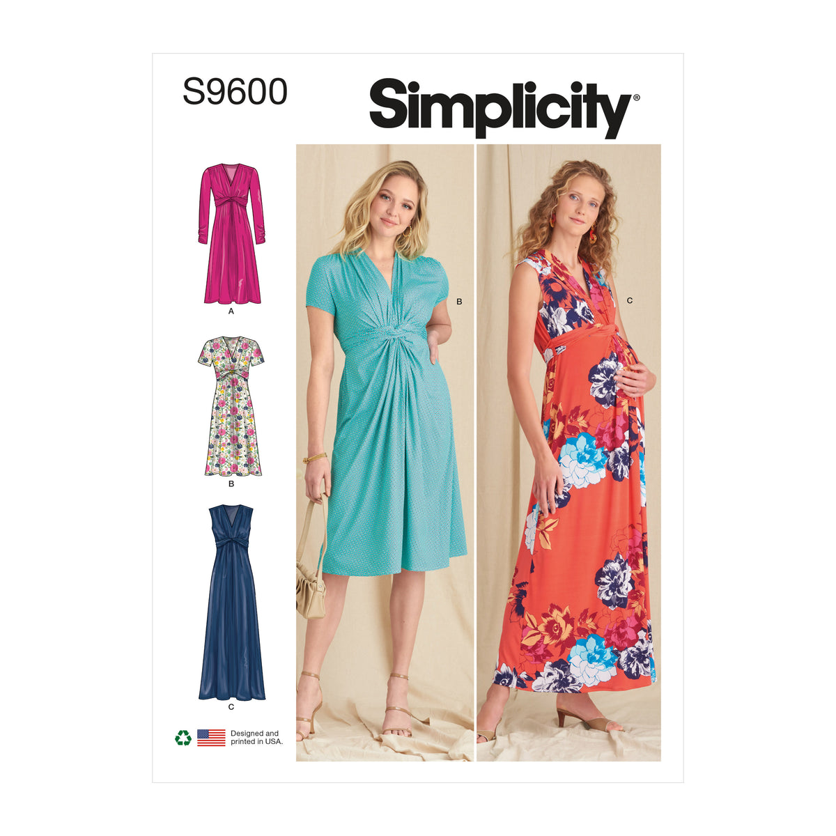 Simplicity S9600 sewing pattern envelope showing a dress