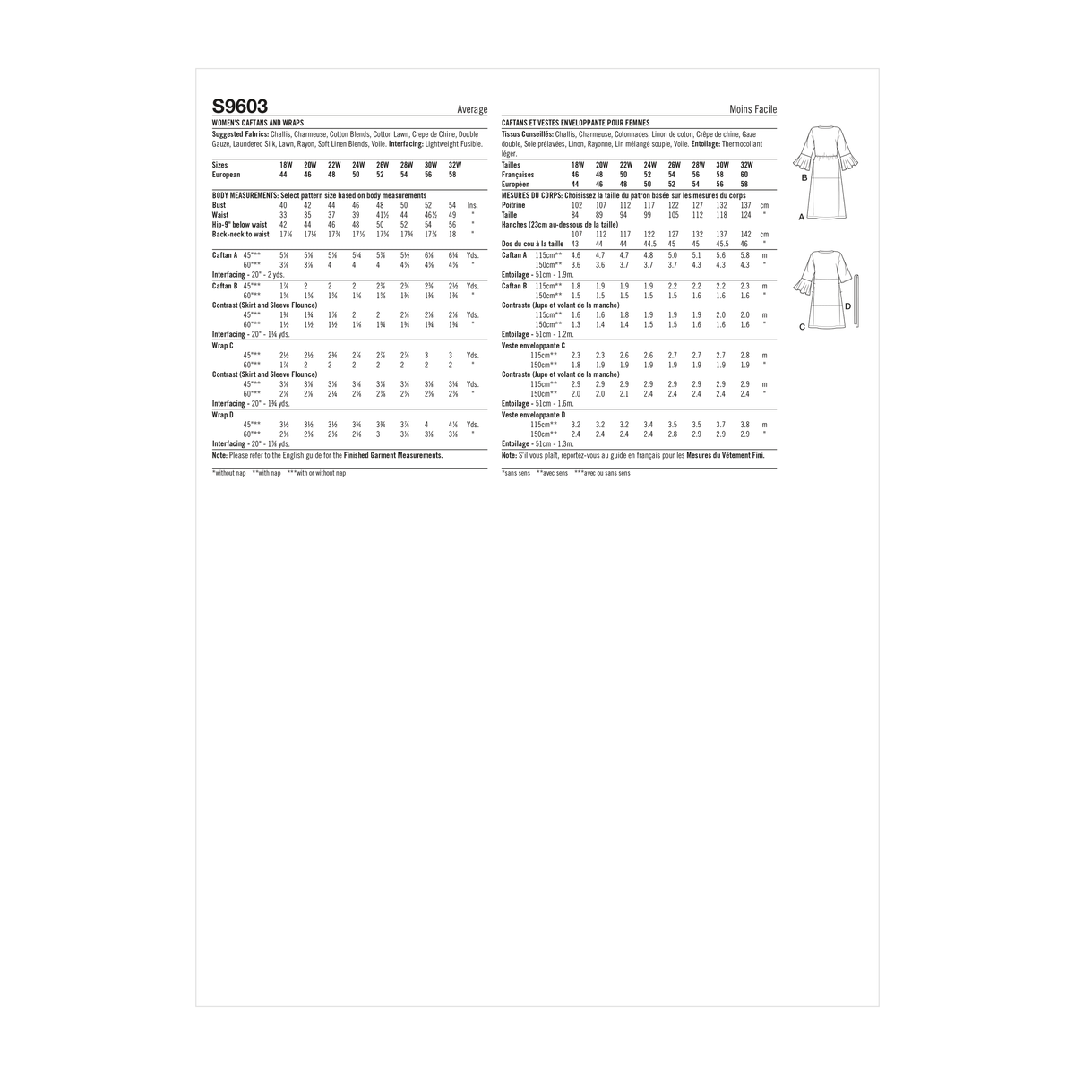 Simplicity S9603 sewing pattern envelope showing tops and waistcoats