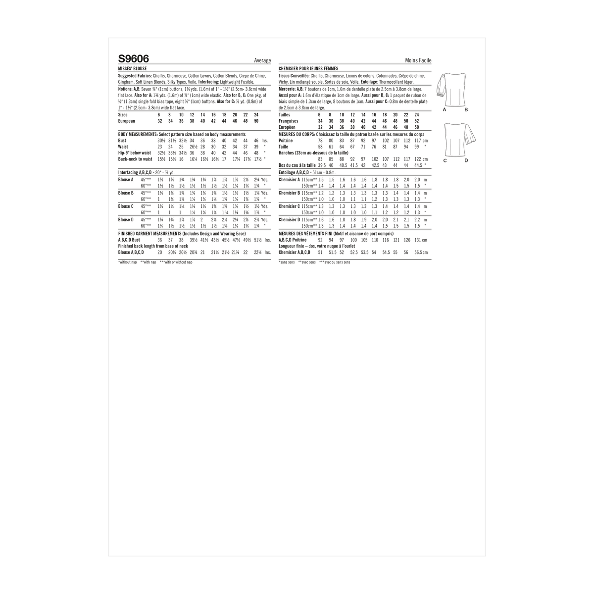 Simplicity S9606 sewing pattern envelope showing tops and waistcoats
