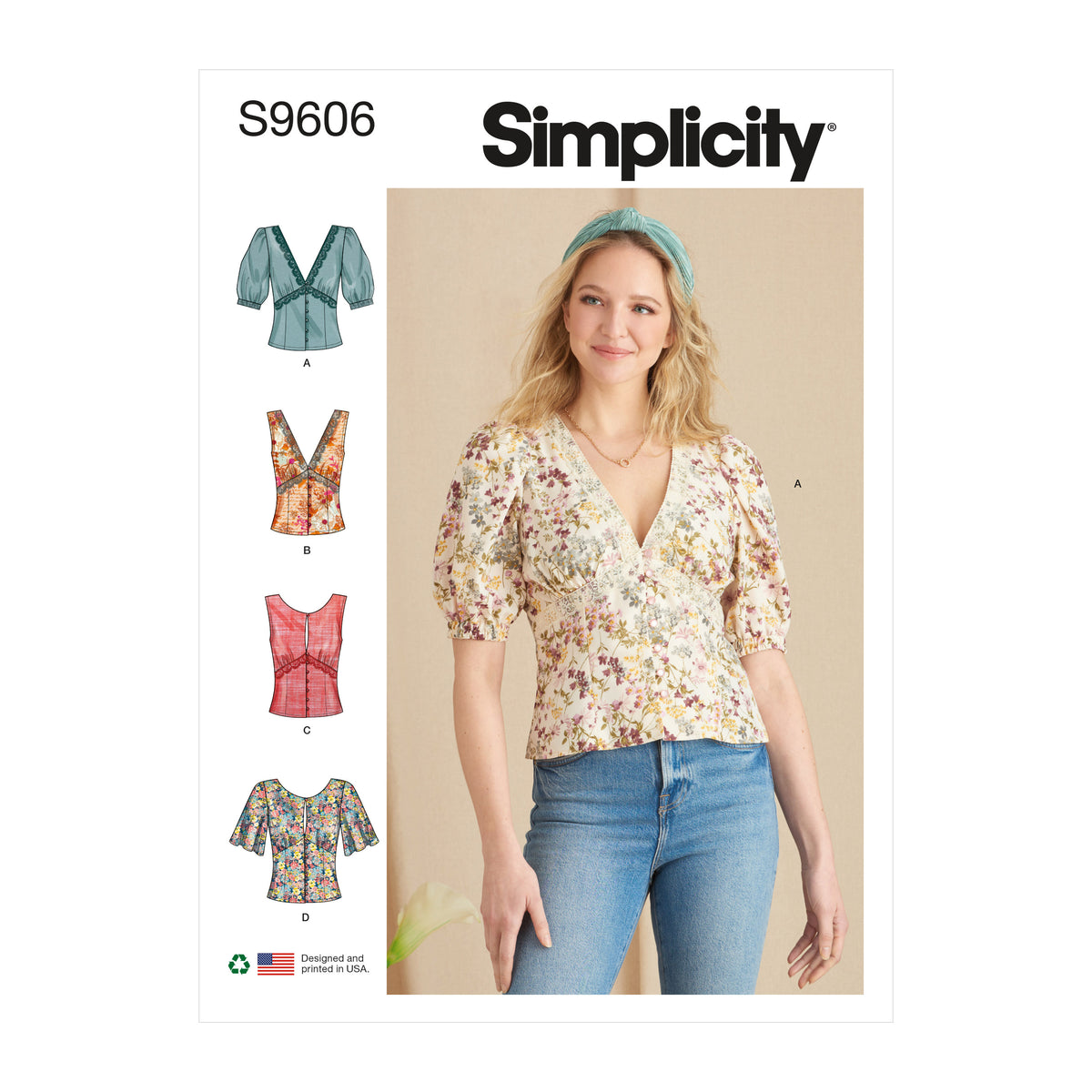Simplicity S9606 sewing pattern envelope showing tops and waistcoats