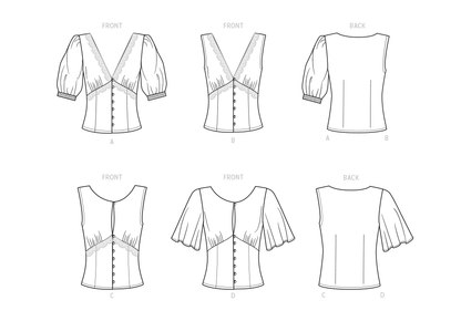 Simplicity S9606 sewing pattern envelope showing tops and waistcoats