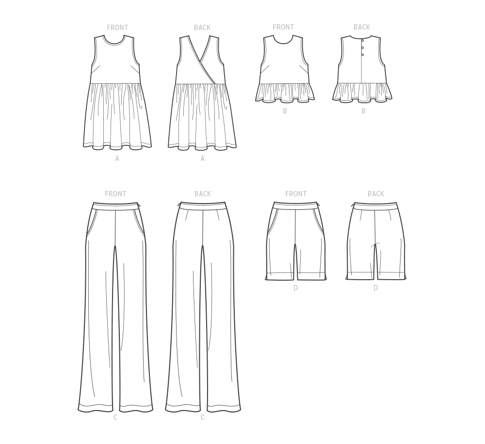 Simplicity S9611 sewing pattern envelope showing tunic and cropped top designs
