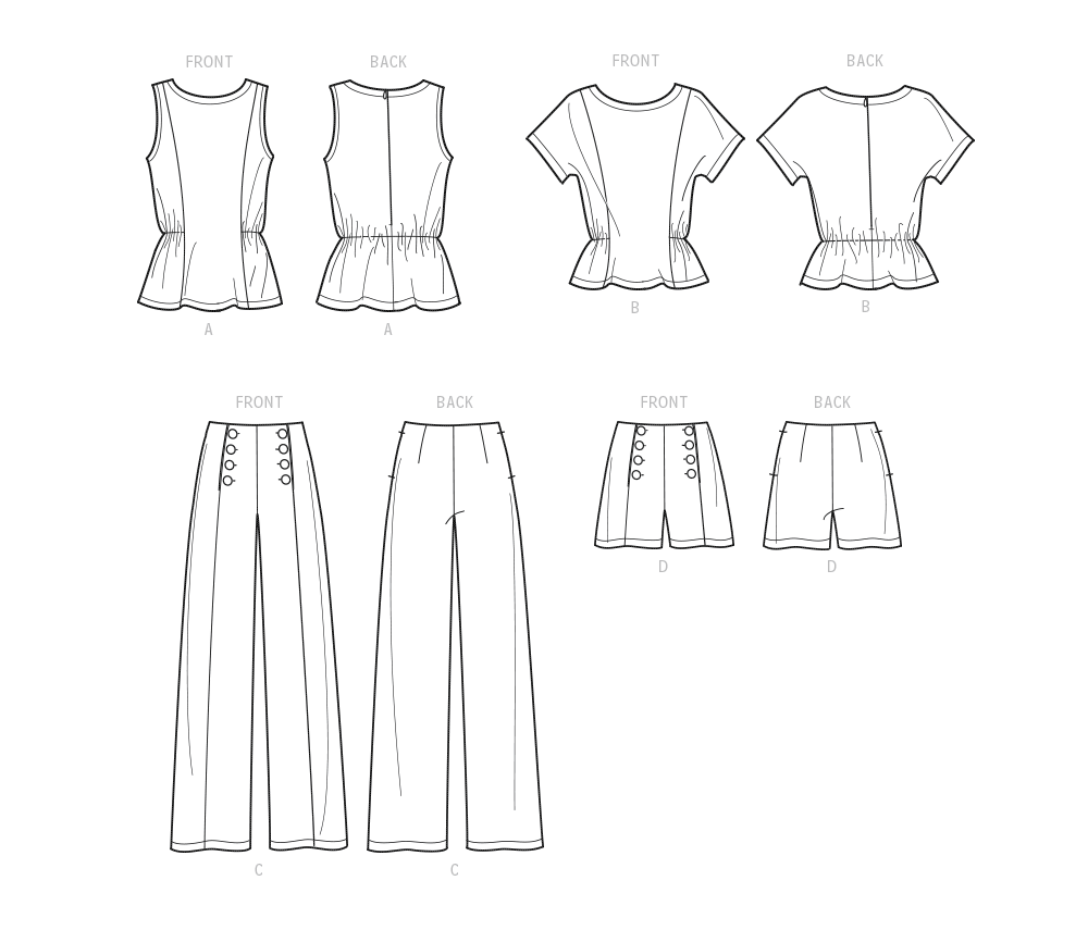 Simplicity S9612 sewing pattern envelope showing casual wear designs