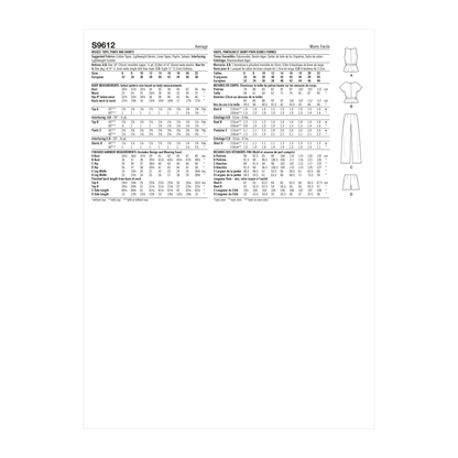 Simplicity S9612 sewing pattern envelope showing casual wear designs