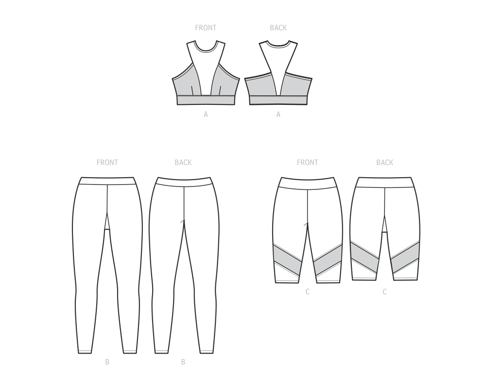 Simplicity S9620 sewing pattern envelope showing leggings and bike shorts designs