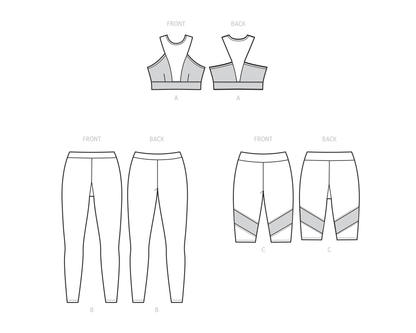 Simplicity S9620 sewing pattern envelope showing leggings and bike shorts designs