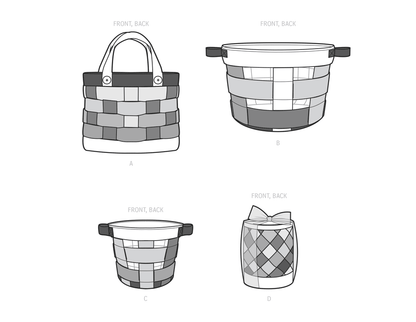 Simplicity S9623 sewing pattern envelope showing fabric baskets designs