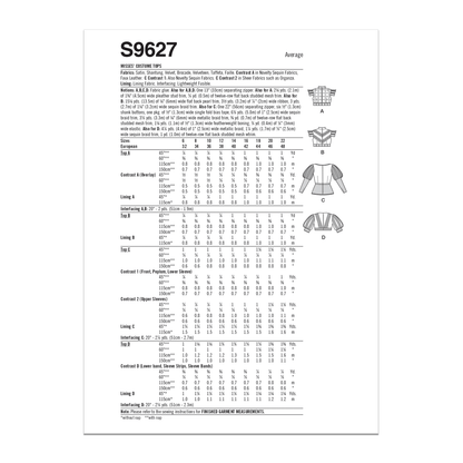 Simplicity S9627 sewing pattern envelope showing costume designs