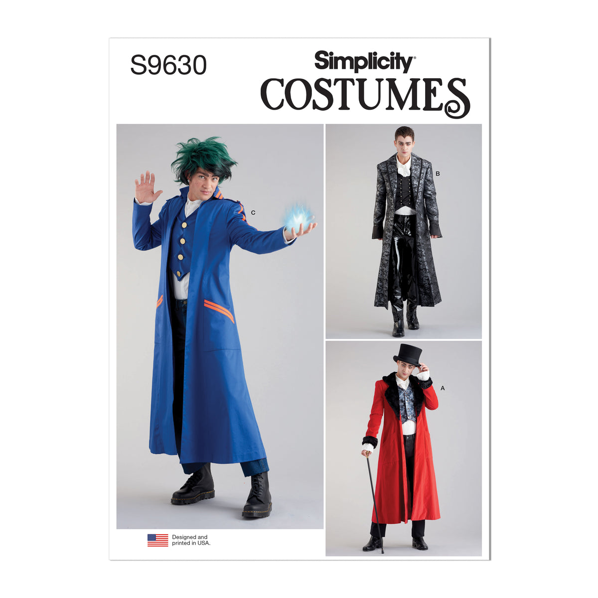 Simplicity S9630 sewing pattern envelope showing costume designs