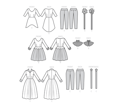 Simplicity S9632 sewing pattern envelope showing costume designs