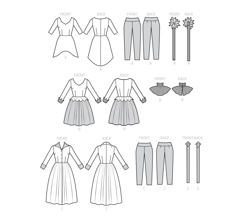 Simplicity S9632 sewing pattern envelope showing costume designs