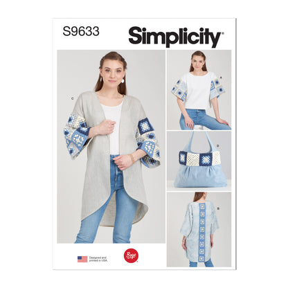 Simplicity S9633 sewing pattern envelope showing top designs