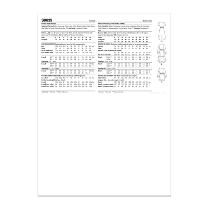 Simplicity S9639 sewing pattern envelope showing dress designs