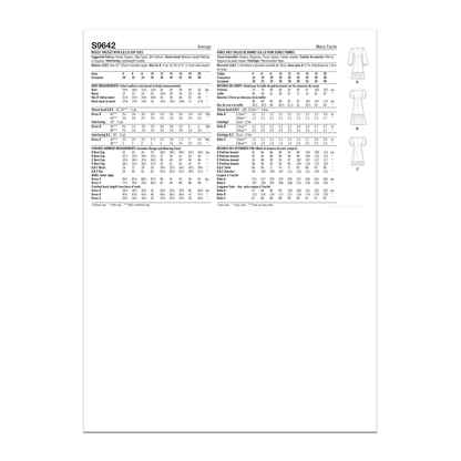 Simplicity S9642 sewing pattern envelope showing dress designs