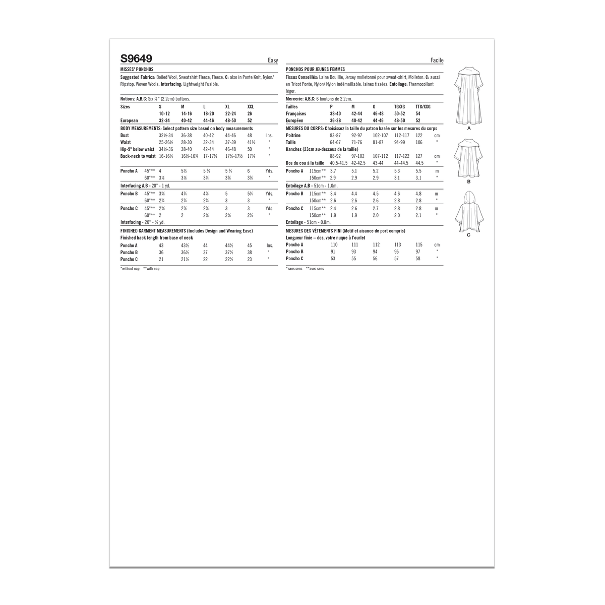 Simplicity sewing pattern S9649 envelope showing misses' jackets and coats