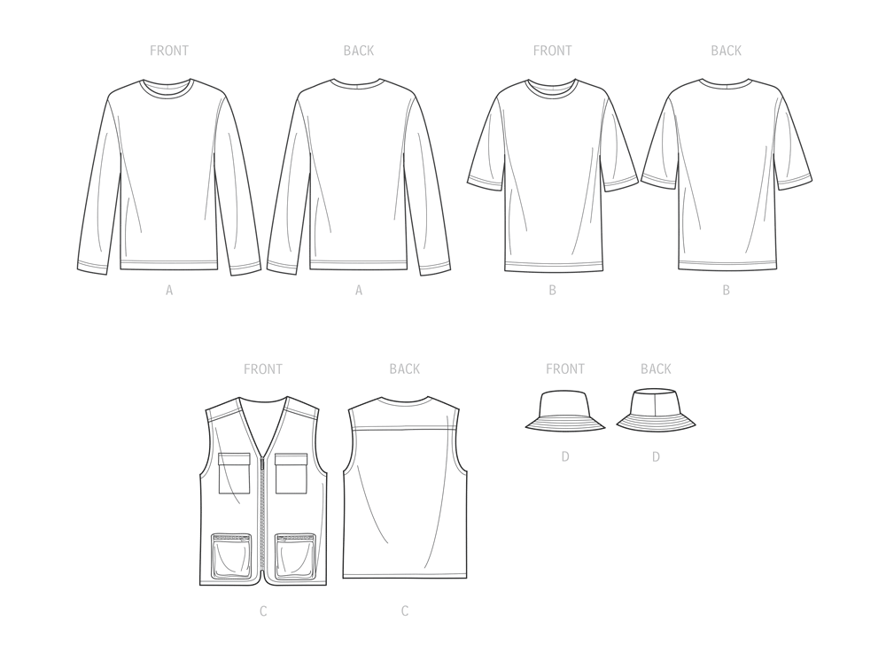 Simplicity sewing pattern S9651 envelope showing men's and boys' tops and vests