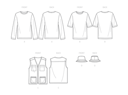 Simplicity sewing pattern S9651 envelope showing men's and boys' tops and vests