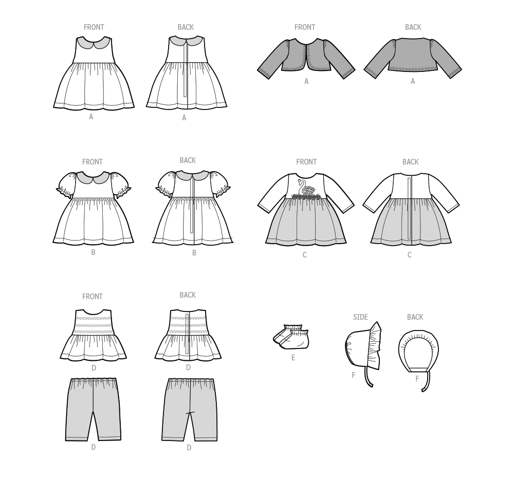 Simplicity sewing pattern S9660 envelope showing baby doll clothes