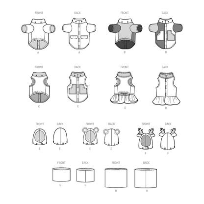 Simplicity sewing pattern S9663 envelope showing pet clothes