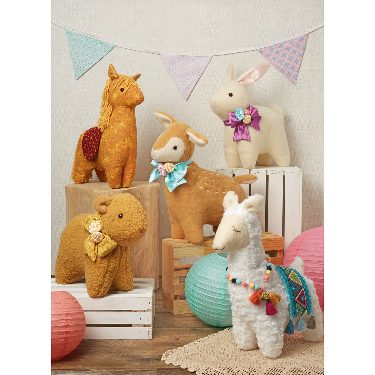 Simplicity sewing pattern S9666 envelope showing plush animal toys