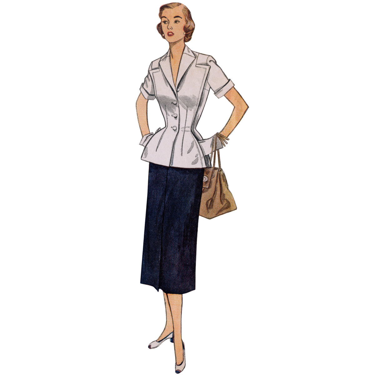 Simplicity sewing pattern S9675 envelope showing misses' vintage 1950s two-piece