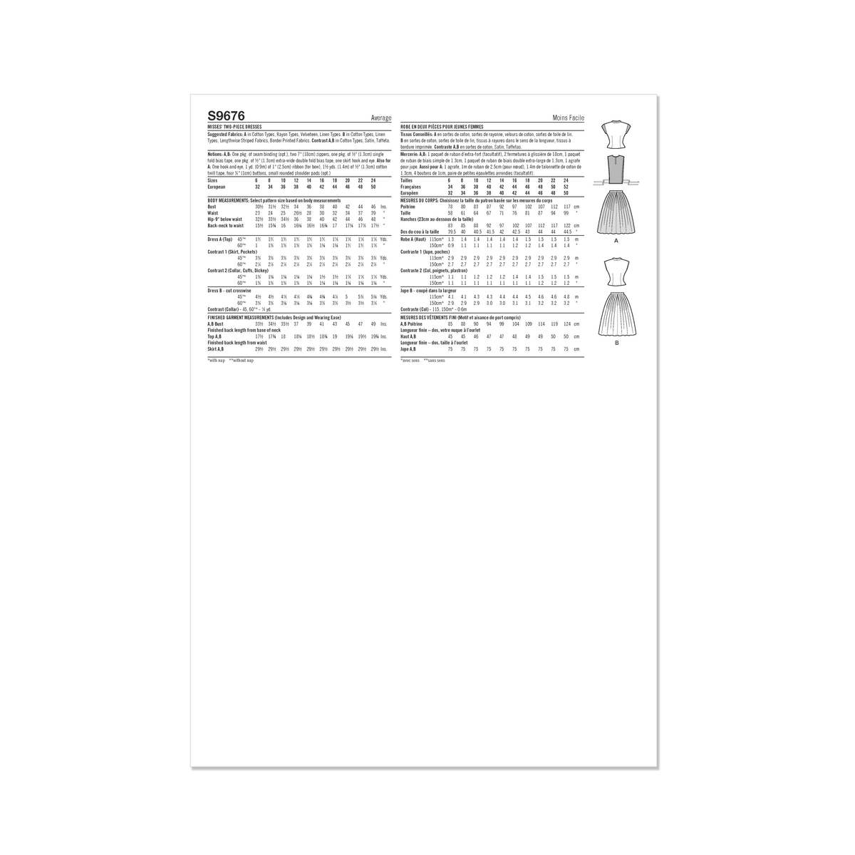 Simplicity sewing pattern S9676 envelope showing misses' dress