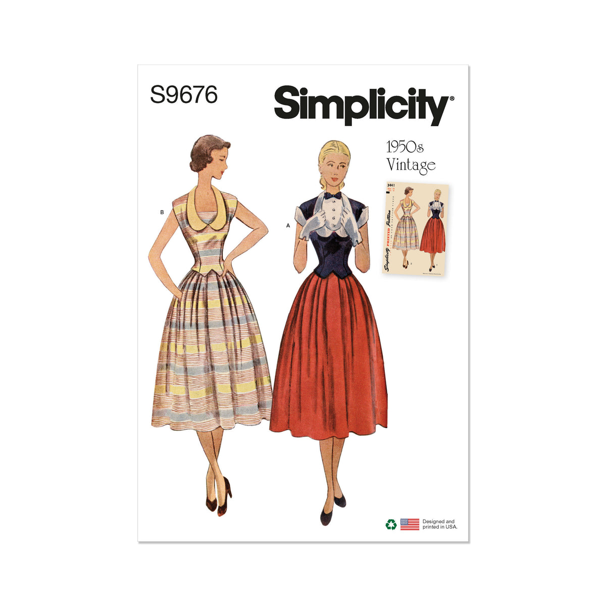 Simplicity sewing pattern S9676 envelope showing misses' dress